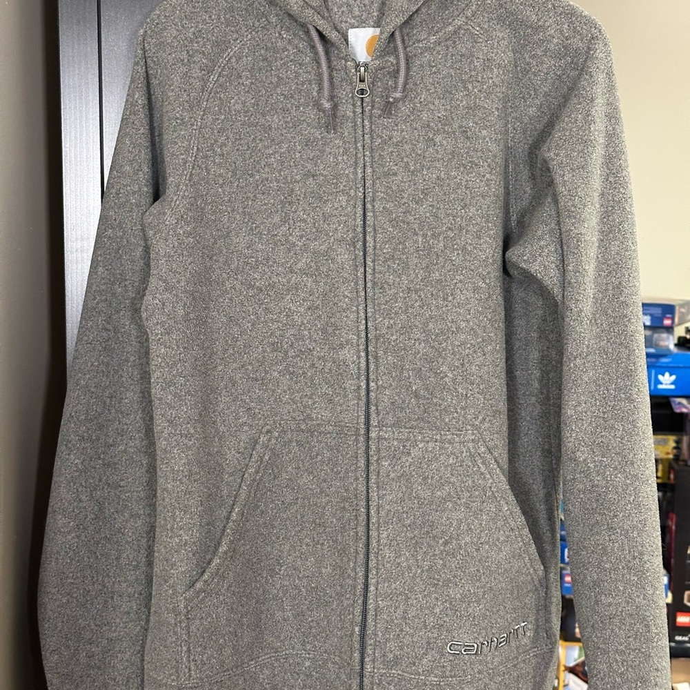Carhartt Women’s Grey Zipped Hooded Boyne Fleece Sweatshirt Size Medium (8/10)